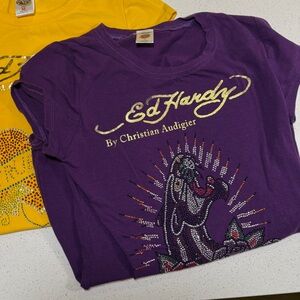ED HARDY RHINESTONE TOP
